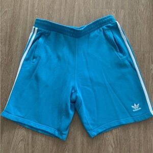 Adidas Men's Athletic Blue Shorts with White Stripes